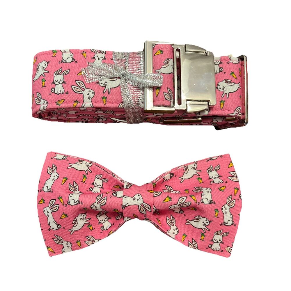 🐶 LIONPET PAWS Rabbit & Carrot Collar + Bow Tie XL NWT ! 🐶